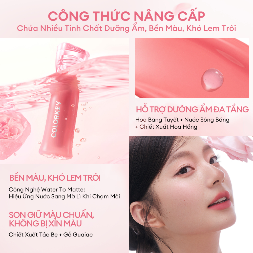 Review Son COLORKEY Watery Tint - Lì Mịn Nhẹ Môi, Không Dính, Lâu Trôi - Hinh 2