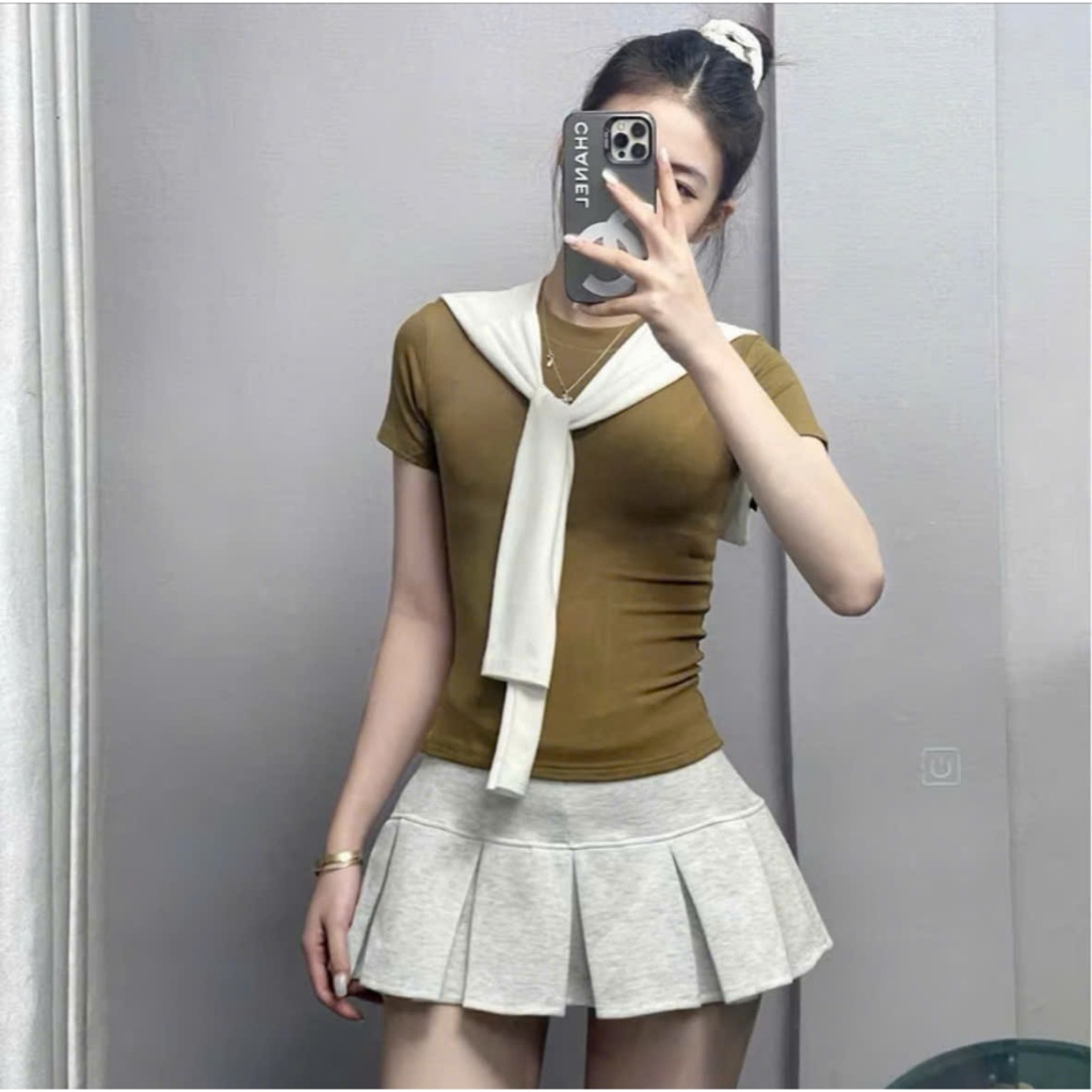 Set 3 Món Áo Thun Ôm Body BAP STUDIO: Review Chi Tiết Bộ Set Cotton Mềm Mịn Kèm Váy Xếp Ly - Hinh 24