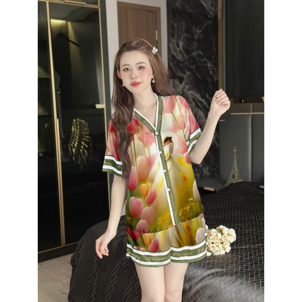 Review Bộ Pijama Hisexy Lụa Latin Cộc Tay Quần Đùi P10 - Đồ Ngủ Nữ Thoải Mái Cho Mùa Hè - Hinh 3