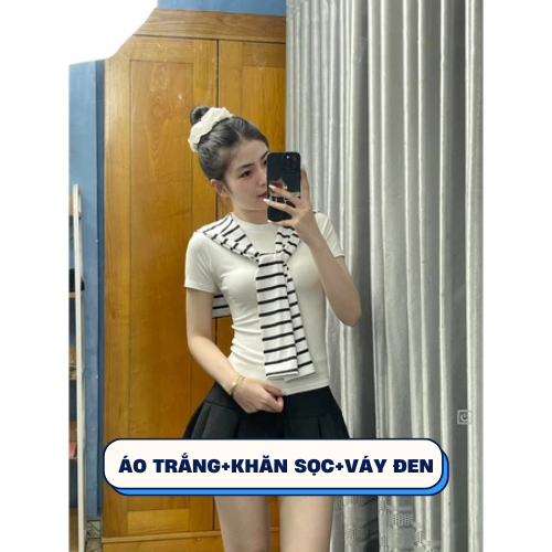 Set 3 Món Áo Thun Ôm Body BAP STUDIO: Review Chi Tiết Bộ Set Cotton Mềm Mịn Kèm Váy Xếp Ly - Hinh 19