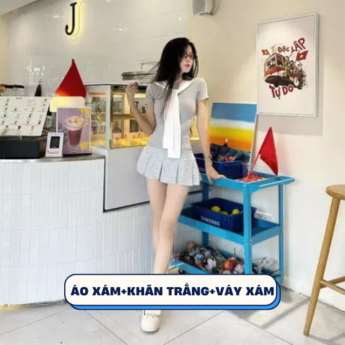 Set 3 Món Áo Thun Ôm Body BAP STUDIO: Review Chi Tiết Bộ Set Cotton Mềm Mịn Kèm Váy Xếp Ly - Hinh 15