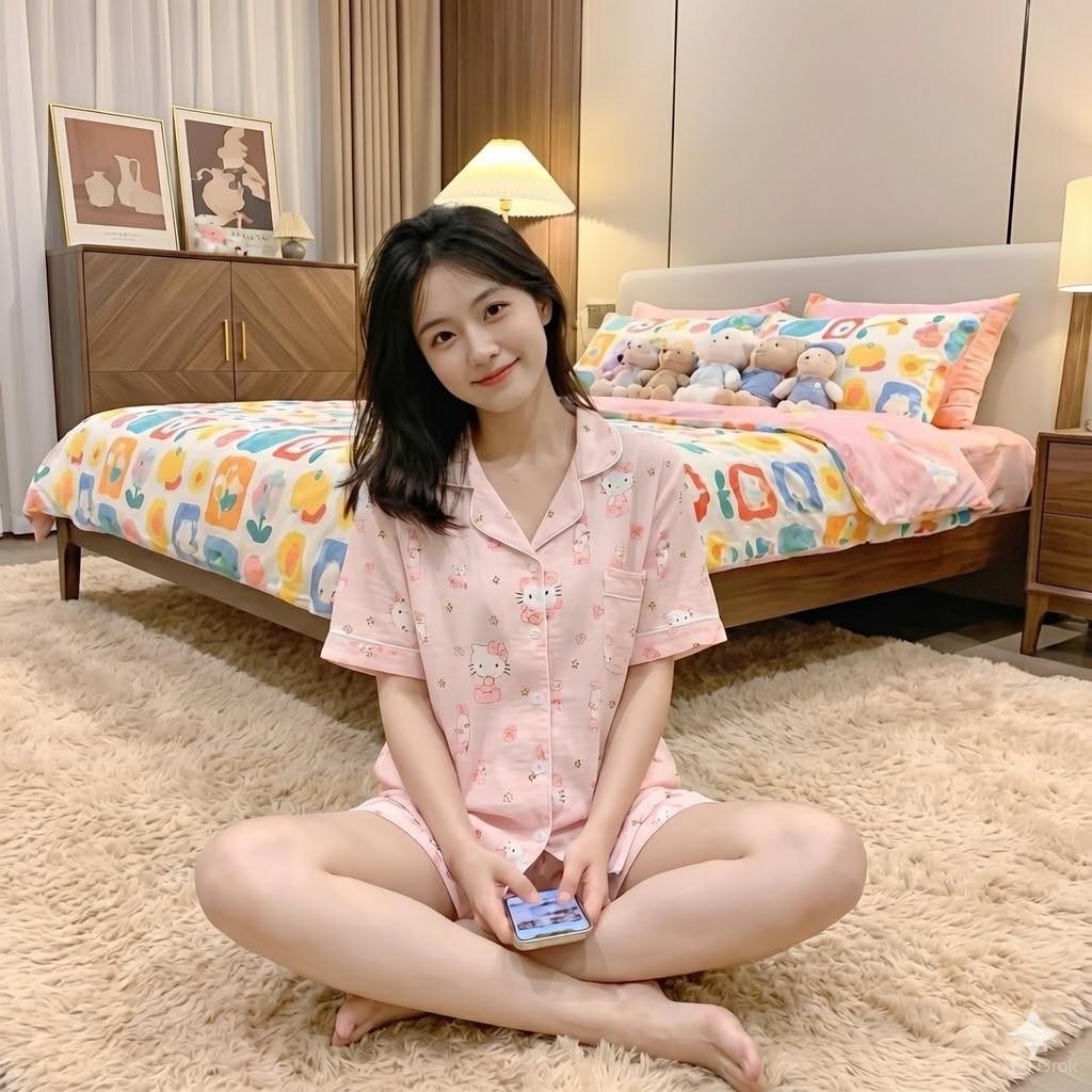 Review Bộ Pijama Nữ MeowMeow - Lụa Mềm Mại, Thoáng Mát, Cực Kỳ Dễ Thương - Hinh 5