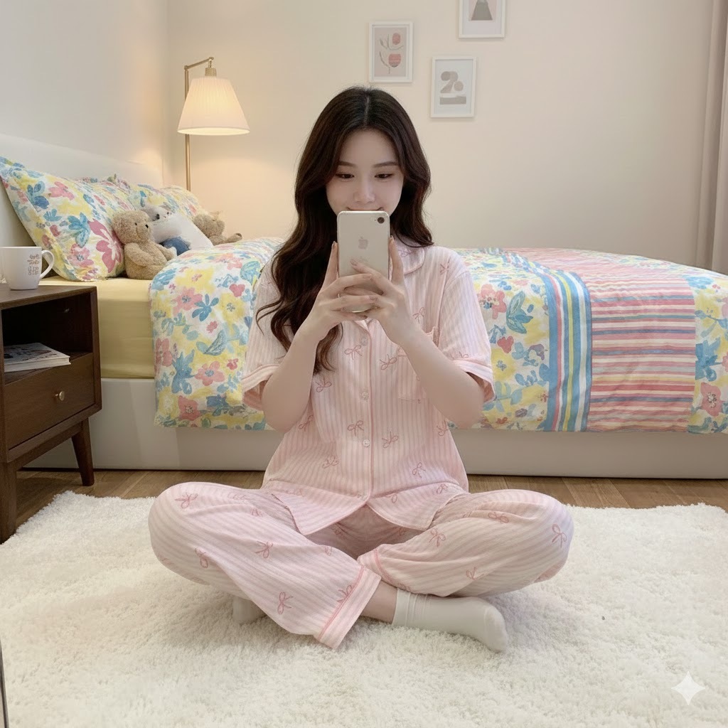 Review Bộ Pijama Nữ MeowMeow - Lụa Mềm Mại, Thoáng Mát, Cực Kỳ Dễ Thương - Hinh 2