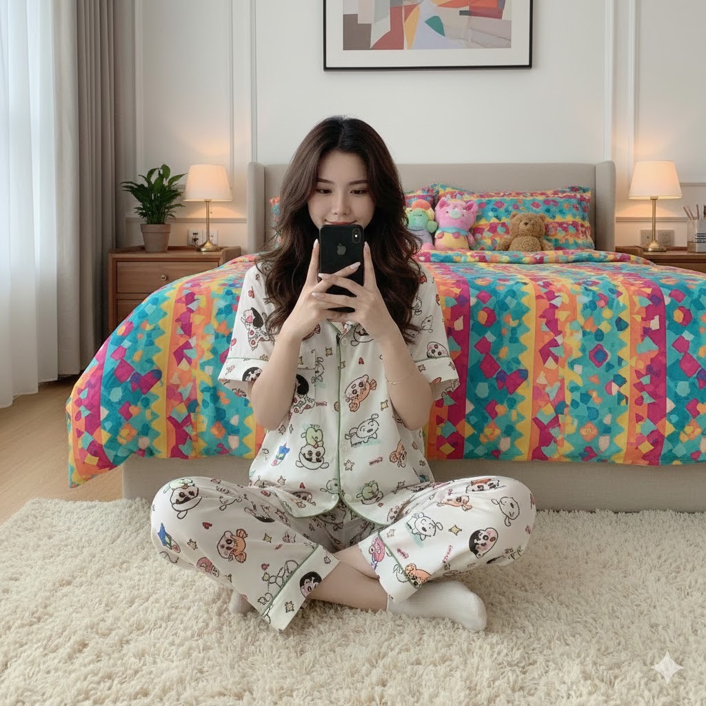 Review Bộ Pijama Nữ MeowMeow - Lụa Mềm Mại, Thoáng Mát, Cực Kỳ Dễ Thương - Hinh 4