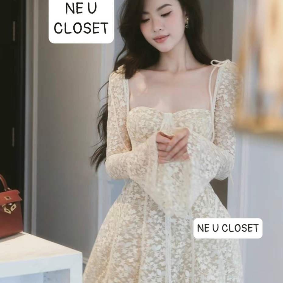 Váy Ren Tay Loe Dài - Đầm Thiết Kế Quyến Rũ Cho Dự Tiệc - Hinh 5