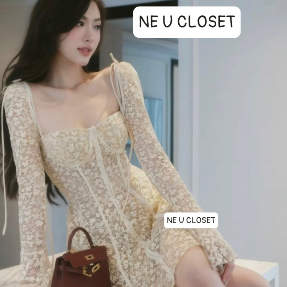 Váy Ren Tay Loe Dài - Đầm Thiết Kế Quyến Rũ Cho Dự Tiệc - Hinh 2